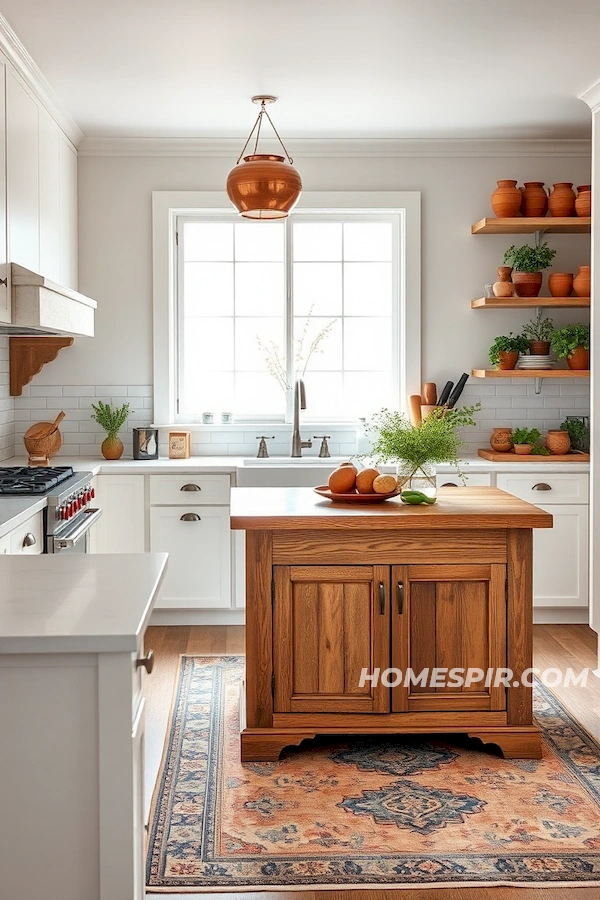 Vintage Oak Island and Muted Palette Rug in Kitchen