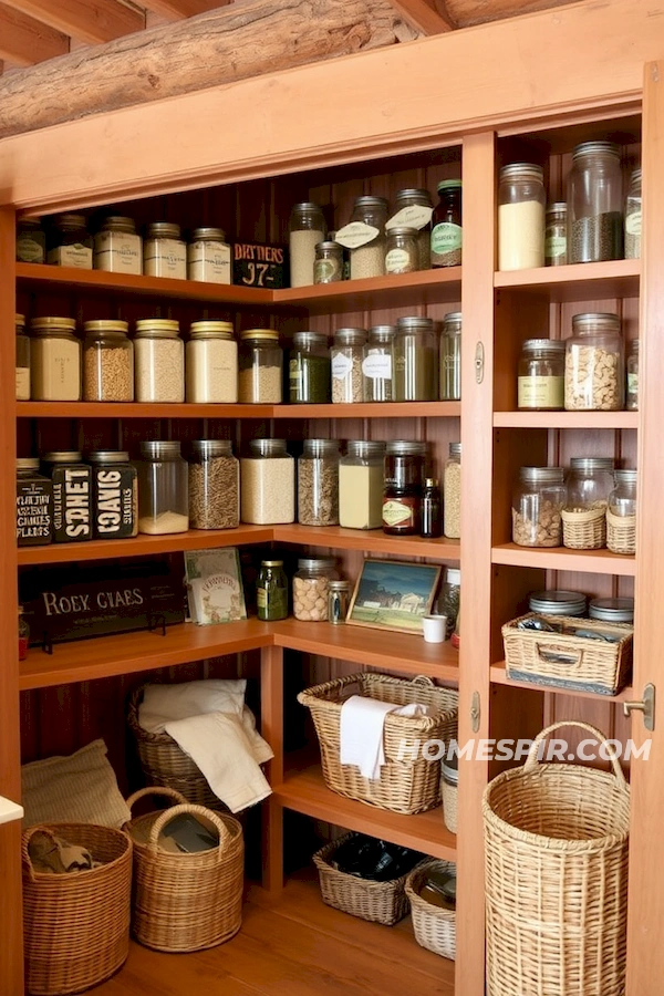 Vintage Pantry with Grain and Spice Jars