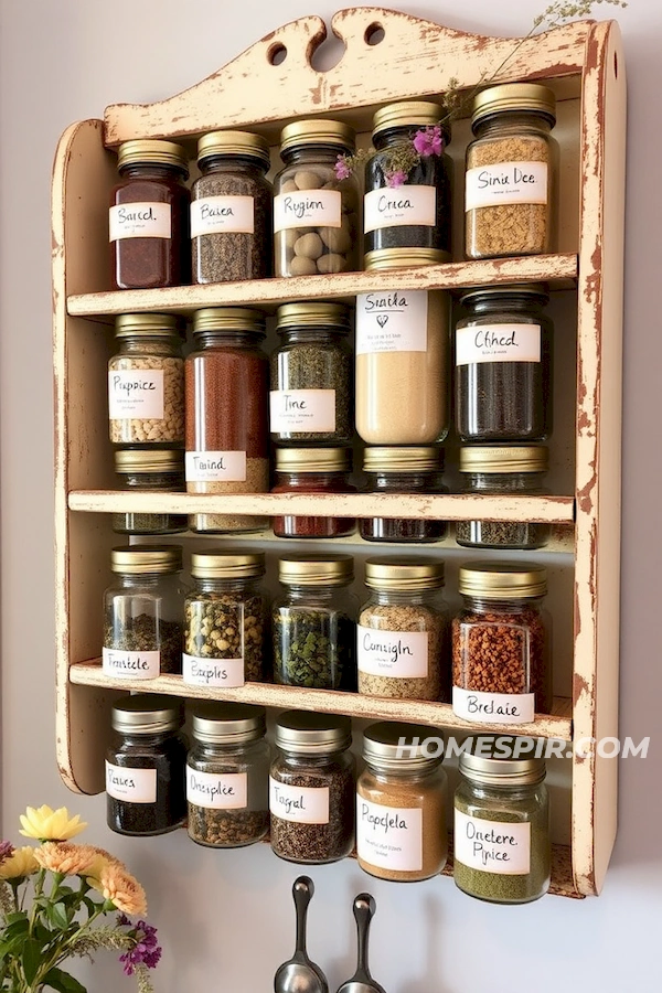 Wall Mounted Vintage Spice Rack