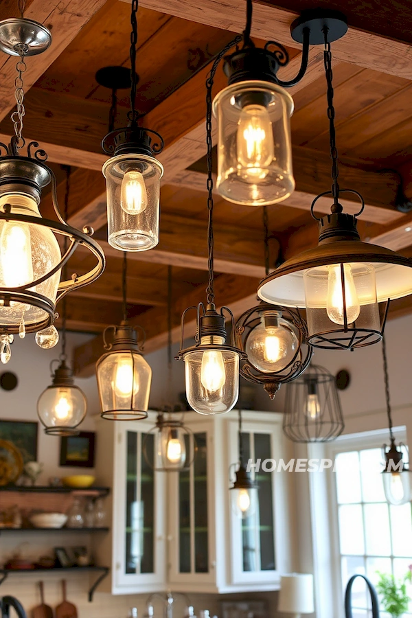 Warm Ambient Lighting with Rustic Fixtures