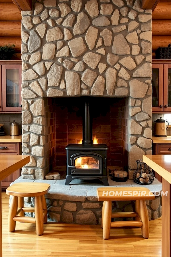 Warm Pine Countertops and Hearth Feature