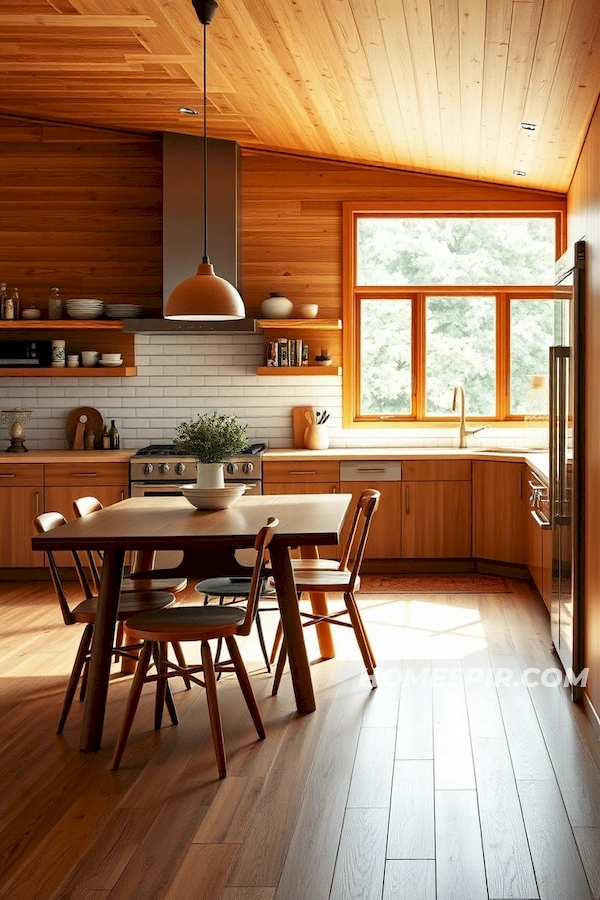 Warm Wood Tones in Mid-Century Kitchen