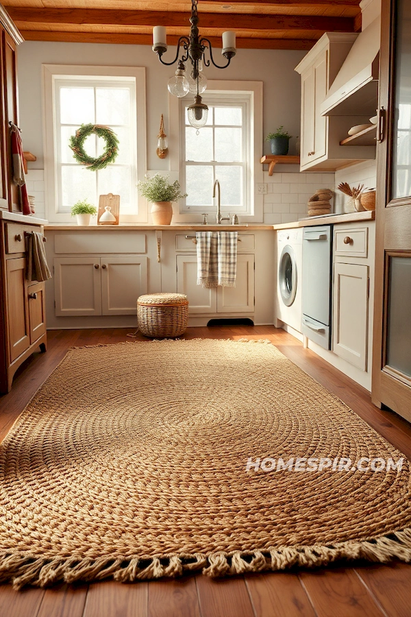 Warm Wooden Floors and Jute Rug Layering