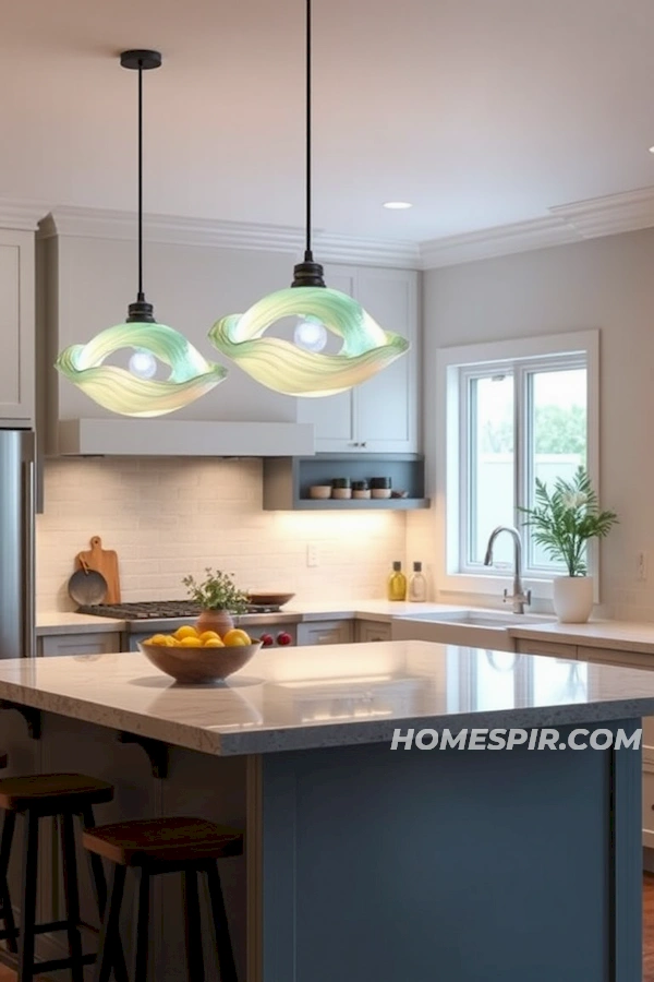 Wave Shaped Pendant Lighting Features