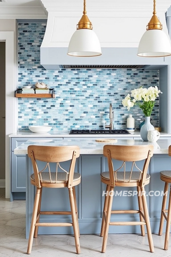 Weathered Wood Barstools in Kitchen