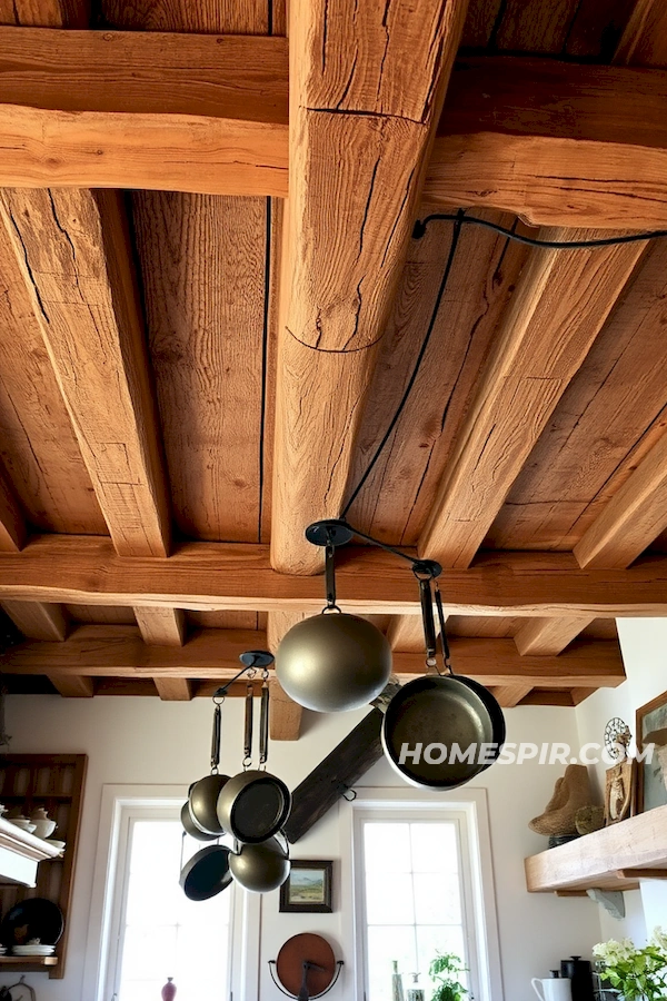 Weathered Wood Beams Evoke Tradition