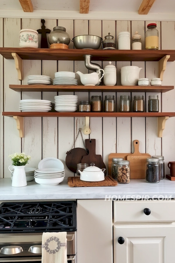 Weathered Wood Charm with Open Shelving