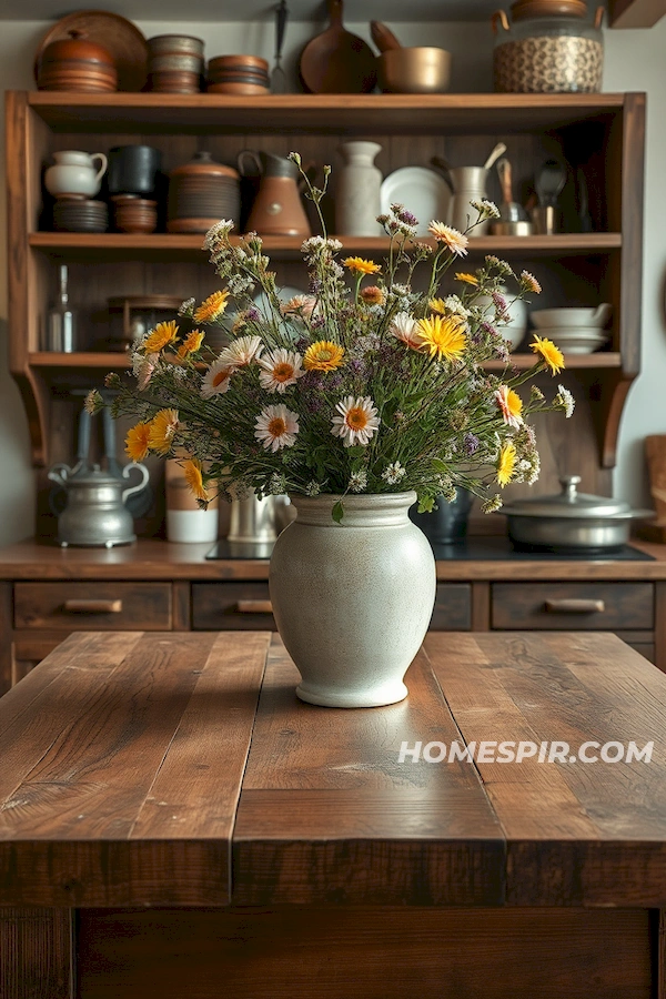 Weathered Wood Island and Antique Utensils