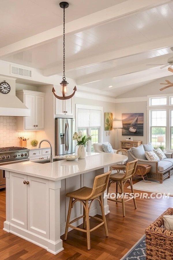 Welcoming Beach Kitchen with Central Island