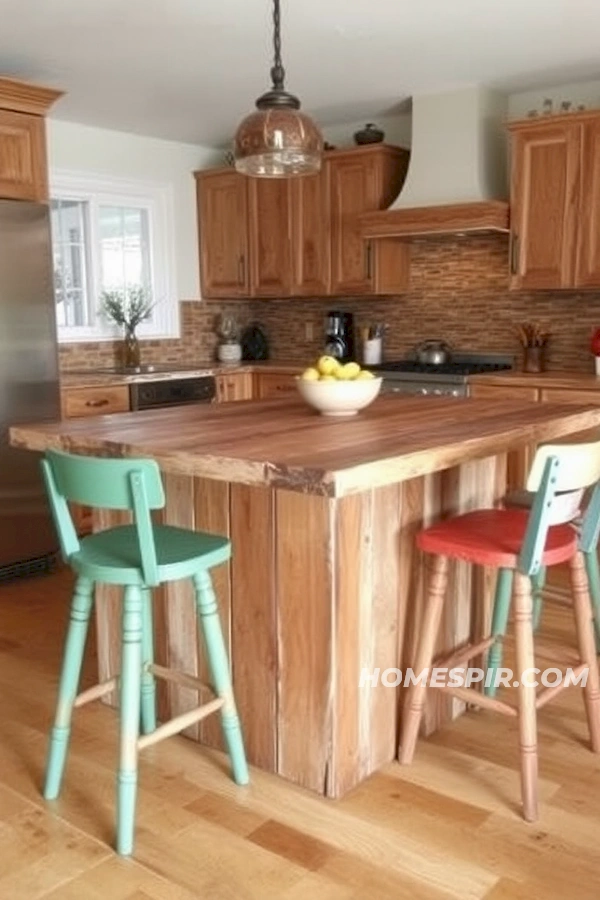 Welcoming Rustic Island Kitchen Space