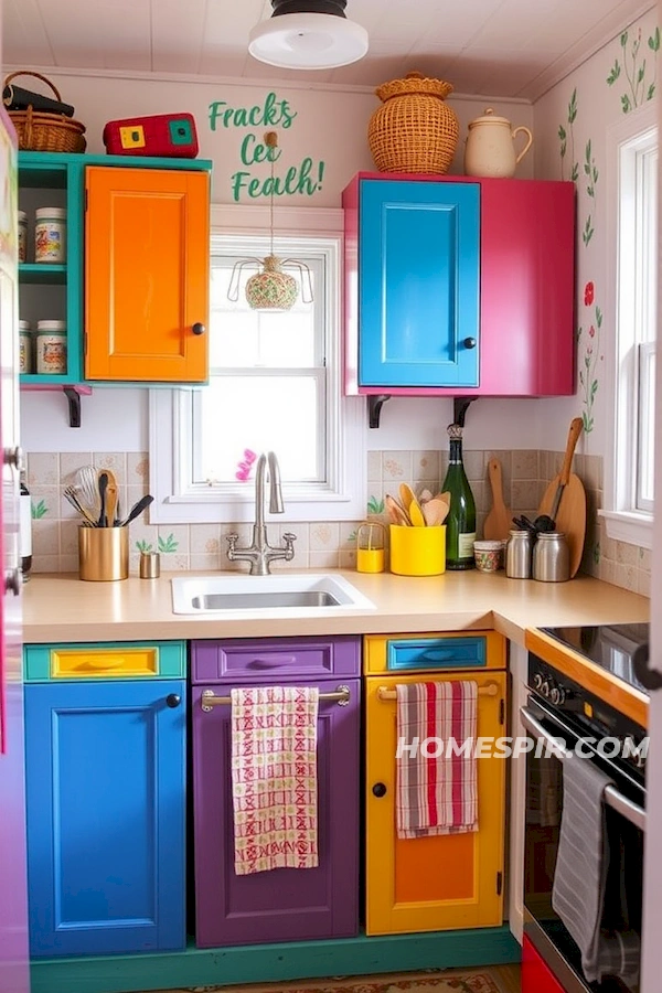 Whimsical Cabinetry and Patterned Backsplash