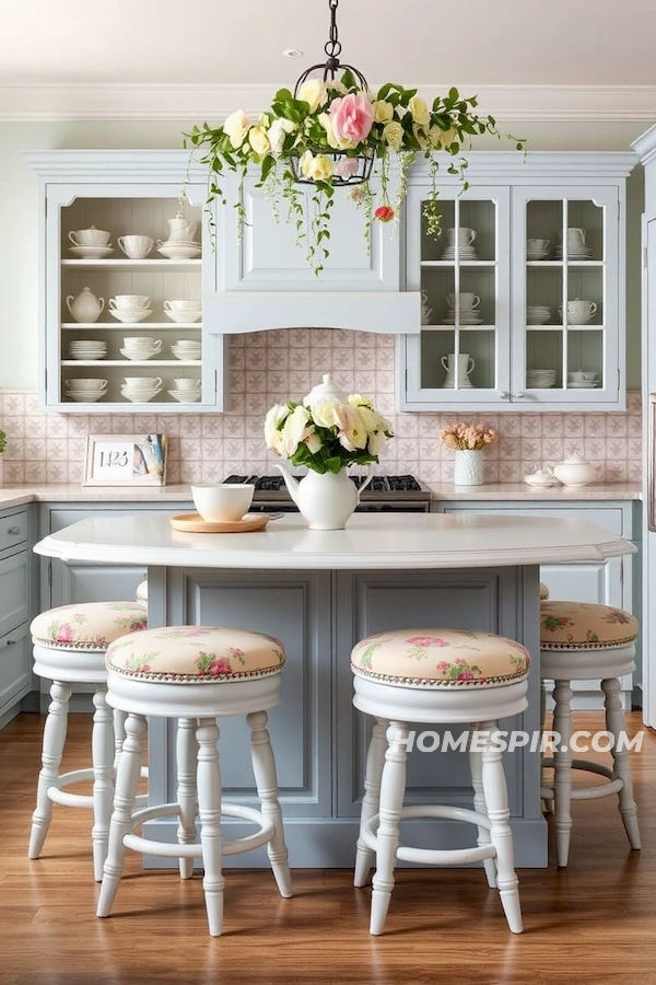 Whimsical Floral Garlands and Classic Open Shelves