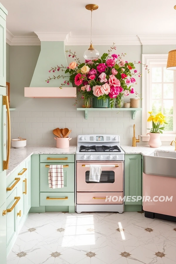 Whimsical Kitchen in Mint and Blush Pastels