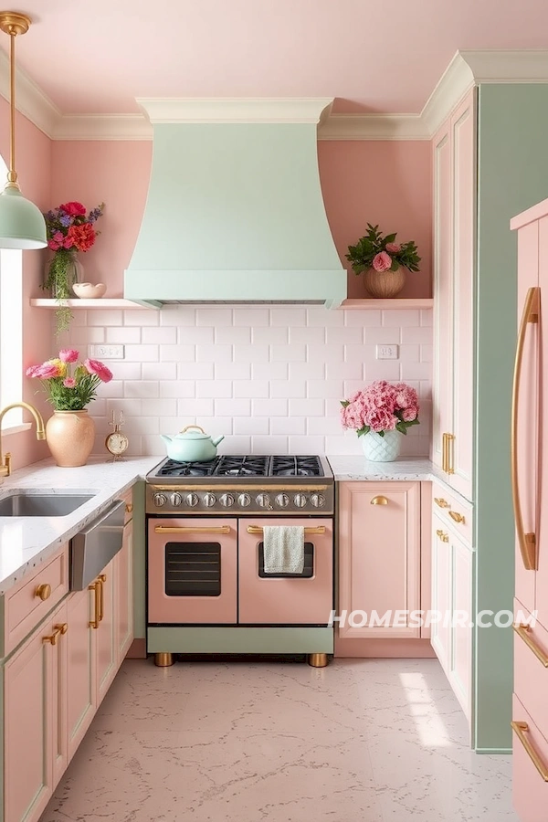 Whimsical Pastel Kitchen with Floral Accents