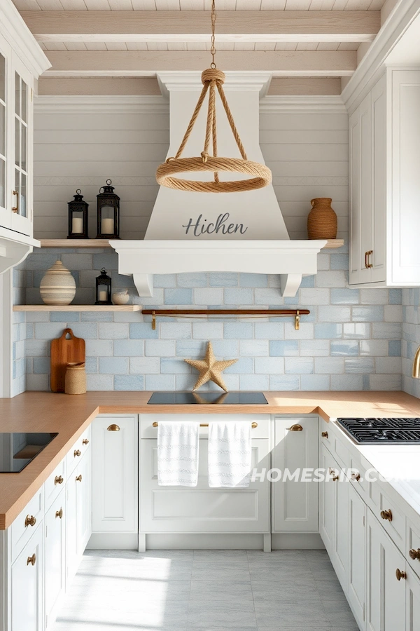 Whitewashed Cabinets and Nautical Charm Kitchen