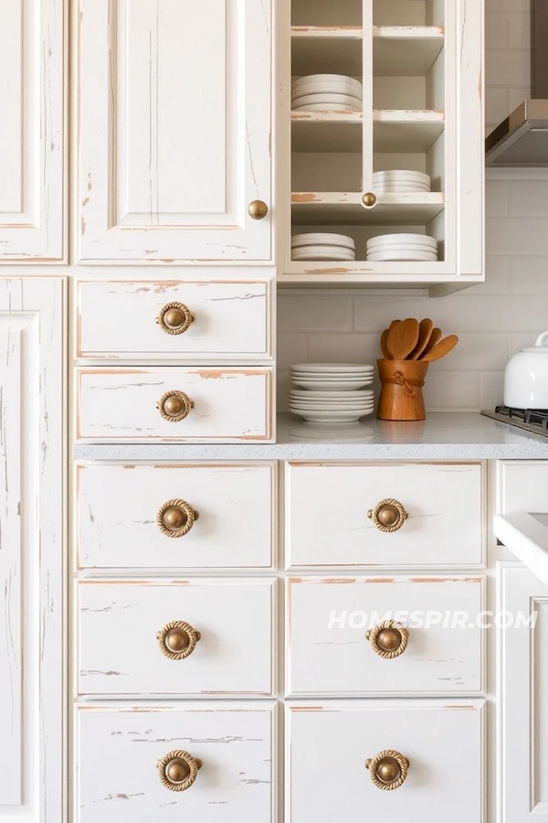 Whitewashed Cabinets with Nautical Rope Handles