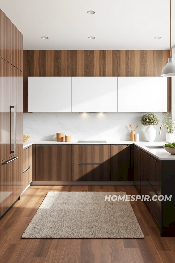 Wood and Glossy Minimalist Kitchen Design