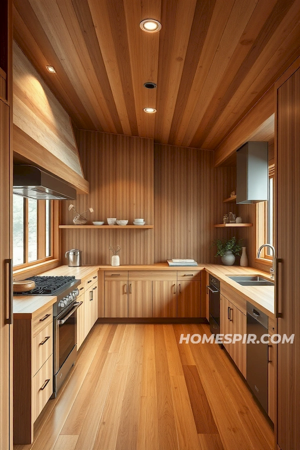 Wood Elements and Modern Touch in Japanese Kitchen