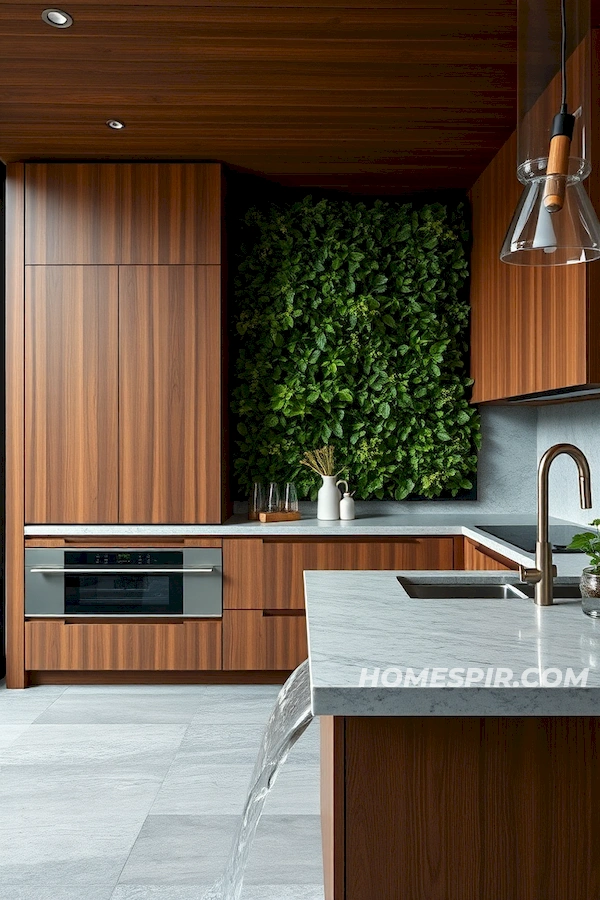 Wooden and Stone Elements in Kitchen