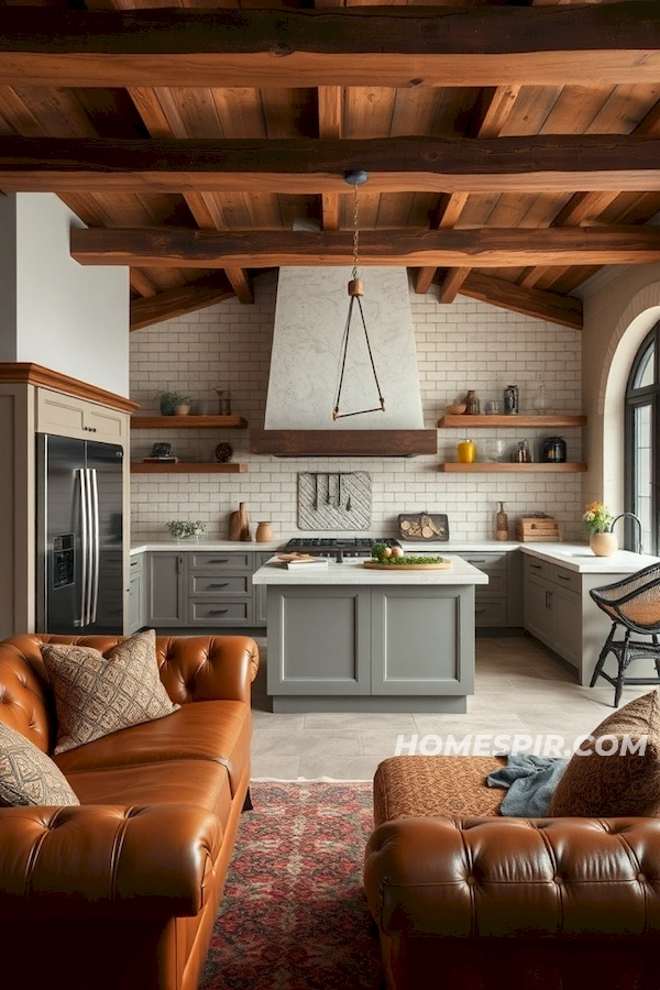 Wooden Beams and Vintage Tiles in Kitchens