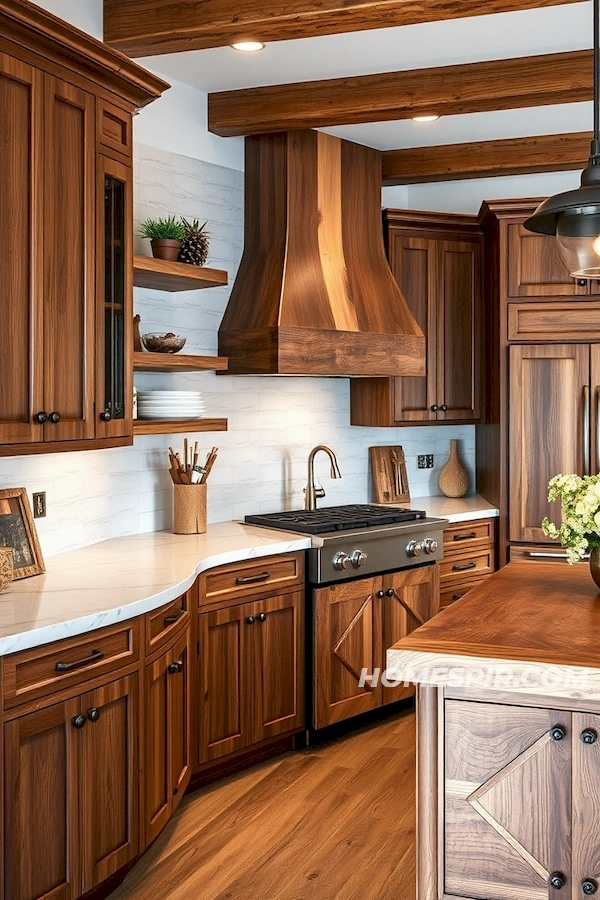 Wooden Cabinetry and Marble Elegance