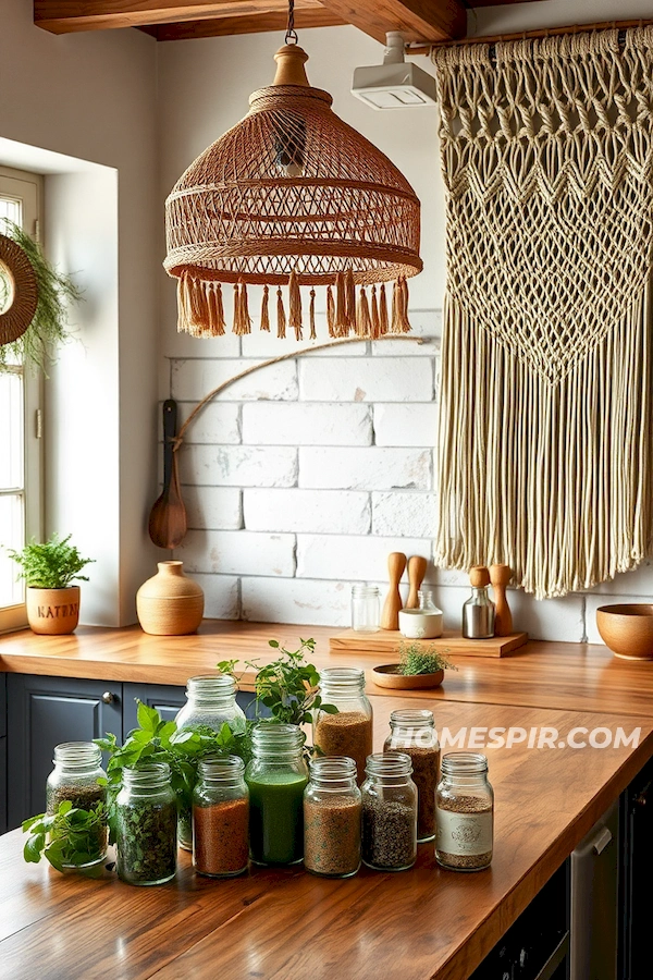 Wooden Countertop with Boho Textures