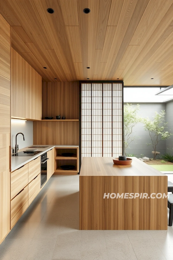 Zen Kitchen with Bamboo Island and Shoji Screens