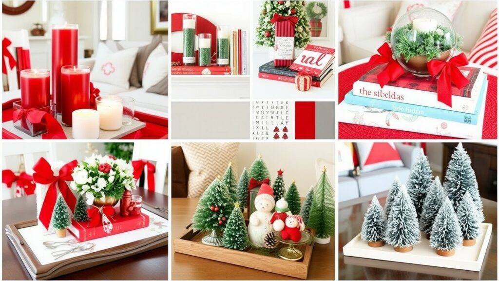 104. Red and White Christmas Decor Coffee Table