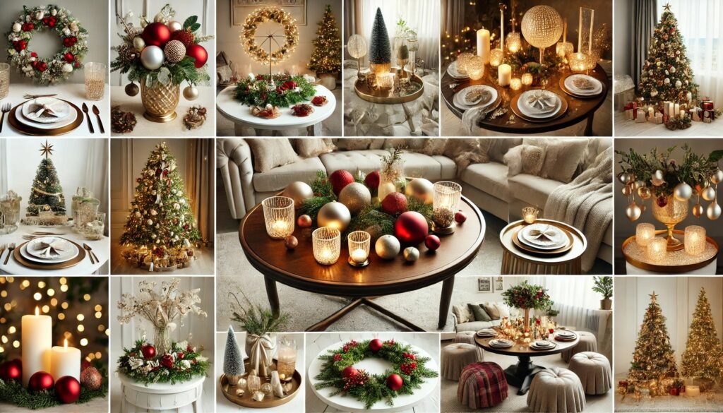 Chic Round Coffee Table Holiday Decor