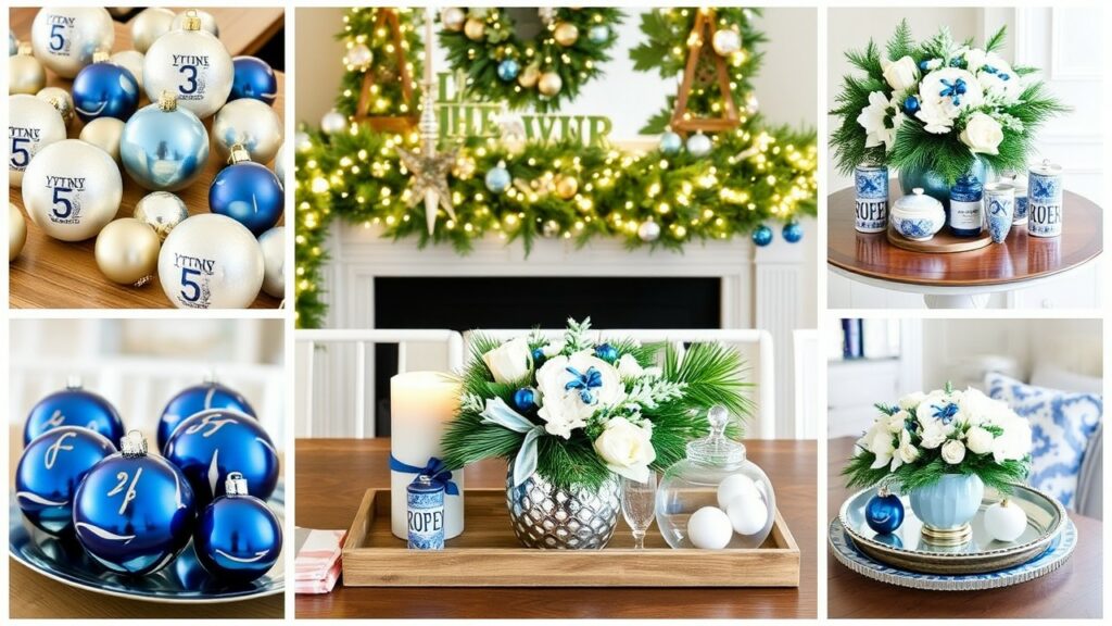 Creative Blue and White Christmas Coffee Table Decor