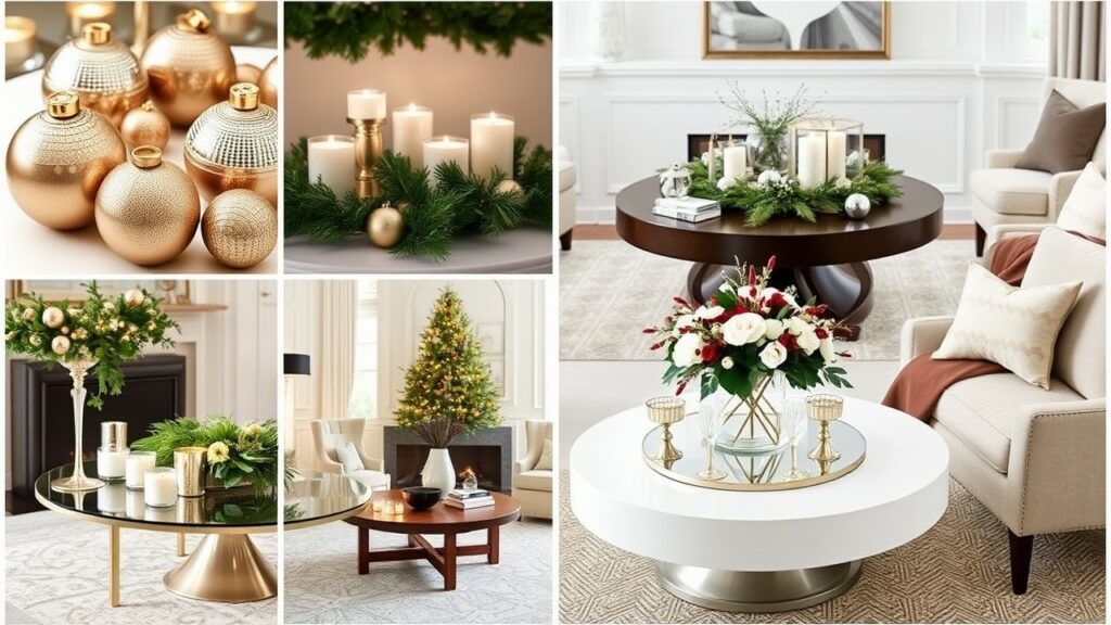 Elegant Christmas Decor on a Round Coffee Table