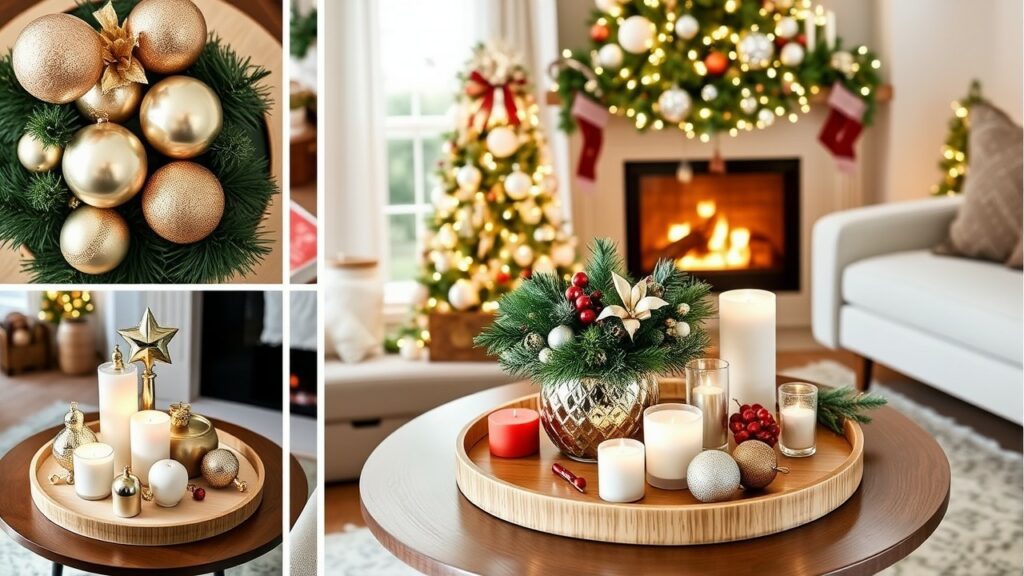 Family-Friendly Christmas Decor on a Round Coffee Table