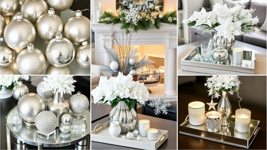 Family-Friendly Silver and White Christmas Decor Coffee Table