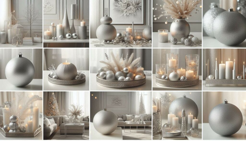 Minimalist Silver and White Christmas Decor Coffee Table