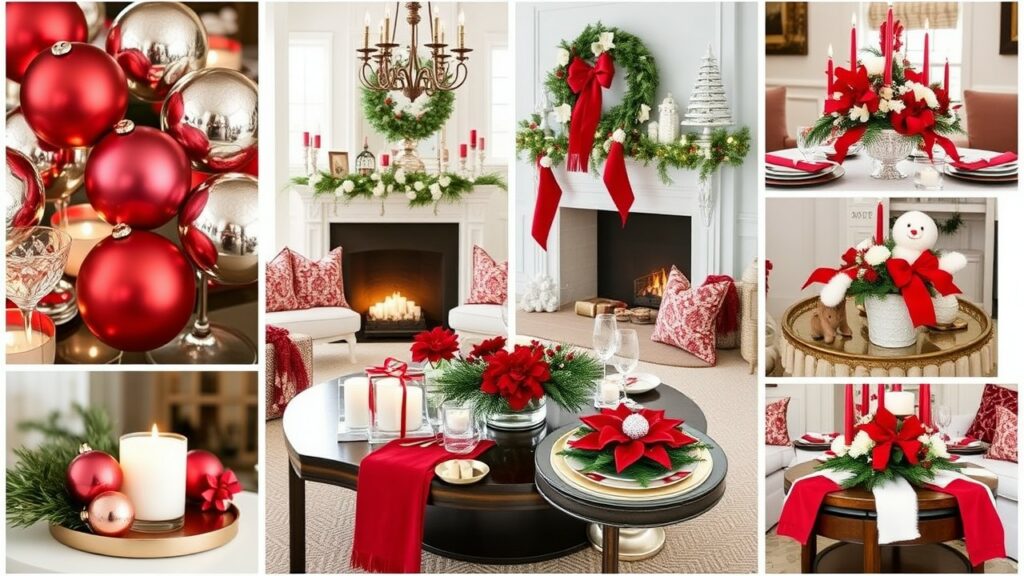 Timeless Red and White Christmas Decor Coffee Table