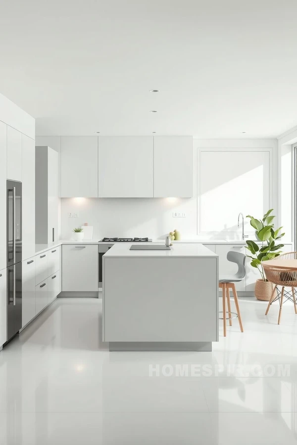 Central Island as Focal Point in Serene Kitchen Design