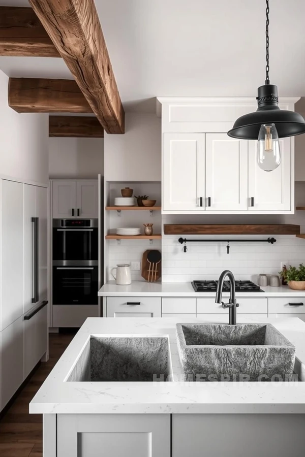 Industrial Elegance in Rustic Monochrome Kitchen