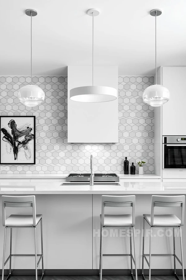 Innovative Monochrome Kitchen with Artistic Flair