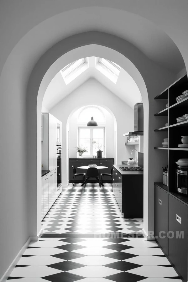 Innovative Shelving in Architecturally Inspired Kitchen