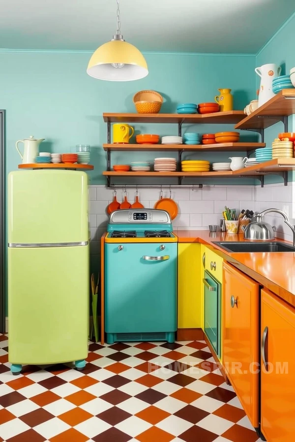 Lively Retro Kitchen with Vibrant Hues