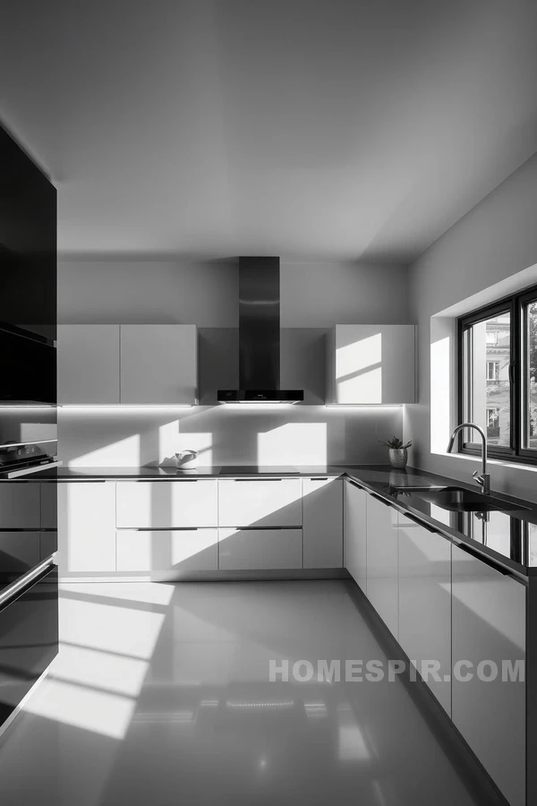 Natural Light and LED Fusion in Monochrome Design