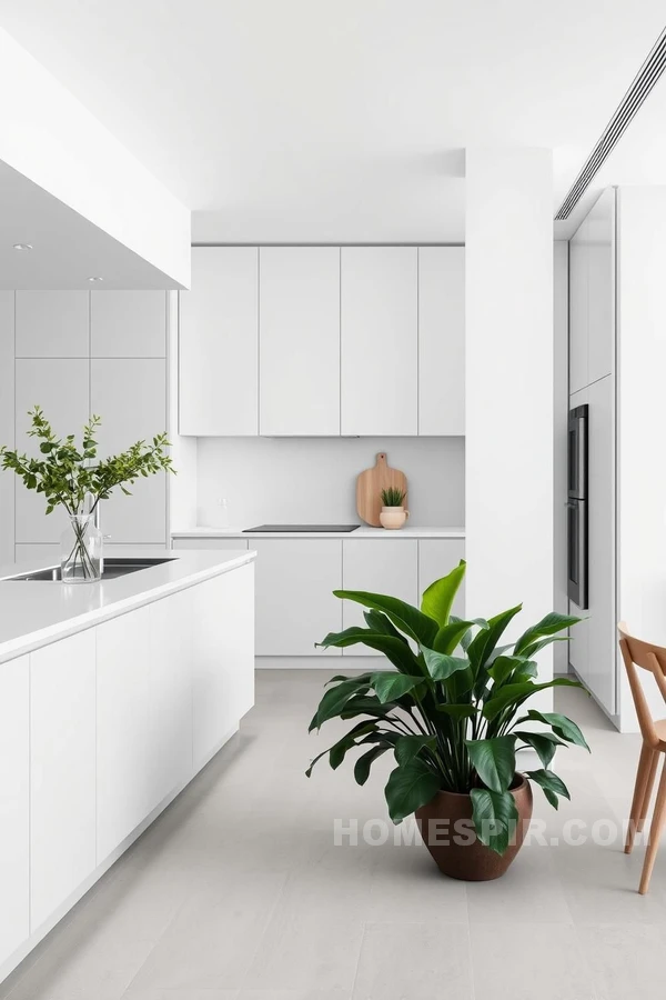 Nature Inspired Calm in Monochrome Kitchen