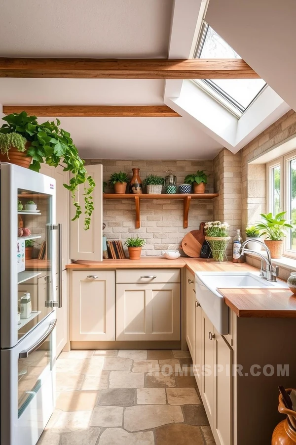 Skylight and Greenery in Rustic Setting