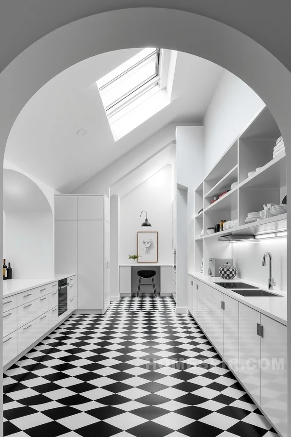 Skylit Charm in Architecturally Stunning Kitchen