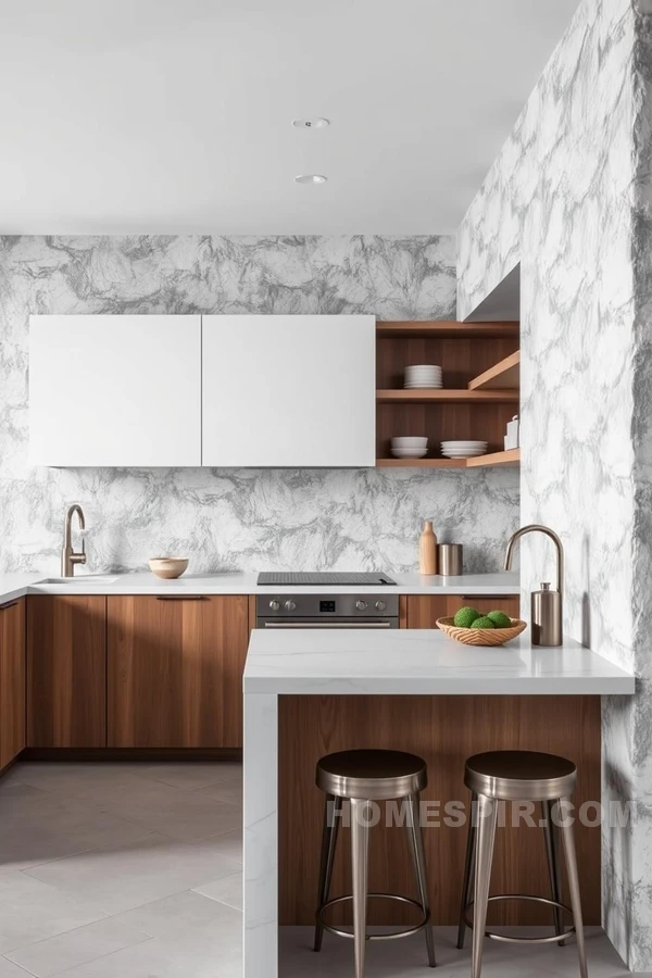 Tactile Monochromatic Kitchen with Layered Textures