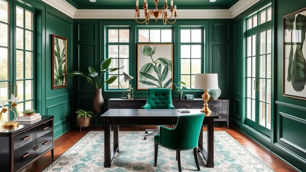 19 Emerald Green Luxury Home Office Inspirations