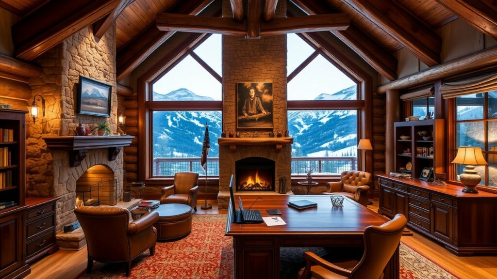 19 Mountain Chalet Luxury Home Office Designs