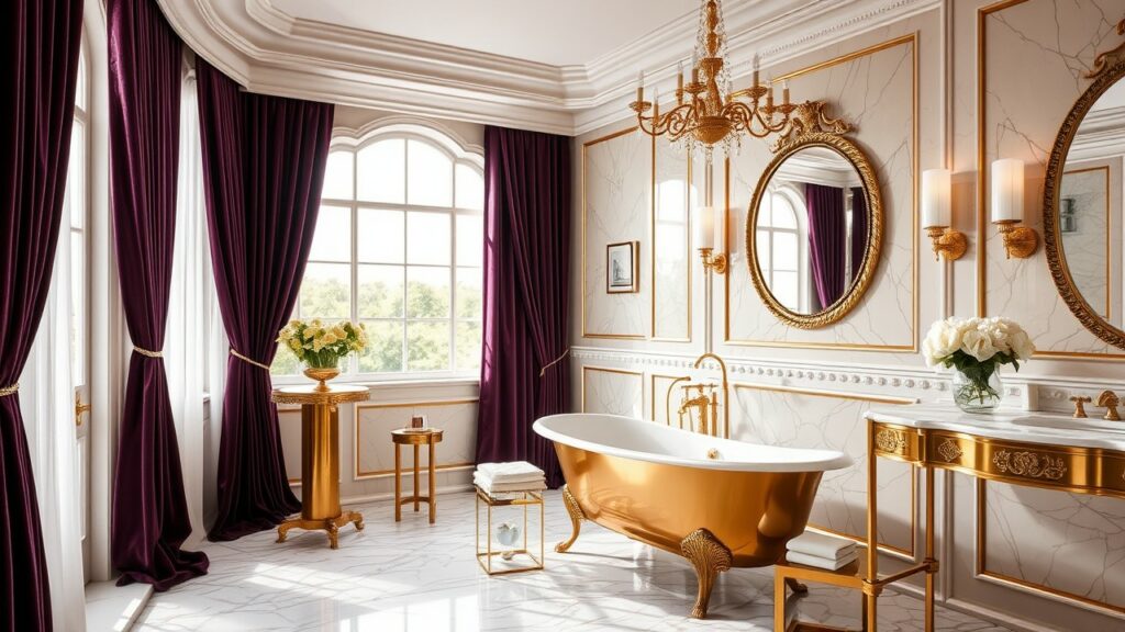 19 Regal Velvet-Draped Luxury Bathroom Inspirations