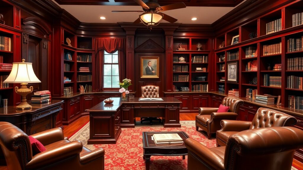 19 Rich Mahogany Luxury Home Office Ideas