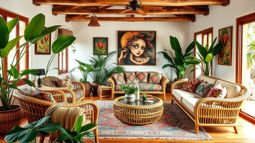 19 Tropical Boho-Chic Living Room Inspirations